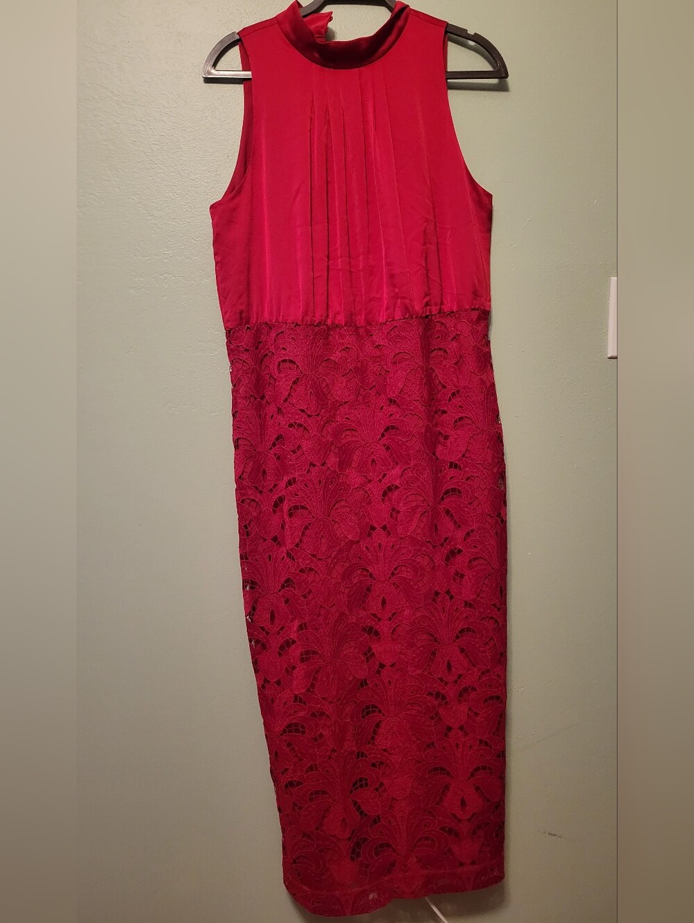 Ann Taylor Sleeveless Red Lace Midi Dress